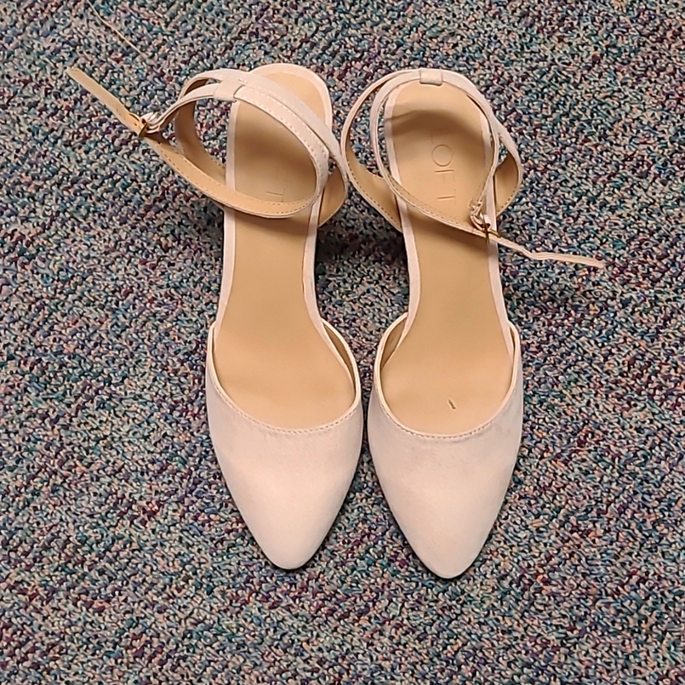 NWOT LOFT Women's Blush Ankle Strap Wedge Sandals